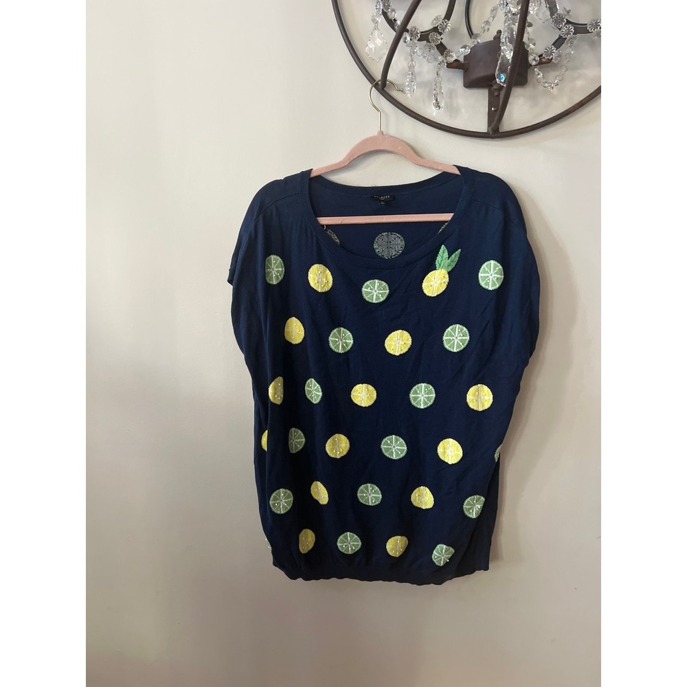 Talbots lemon sweater short sleeve 2XL